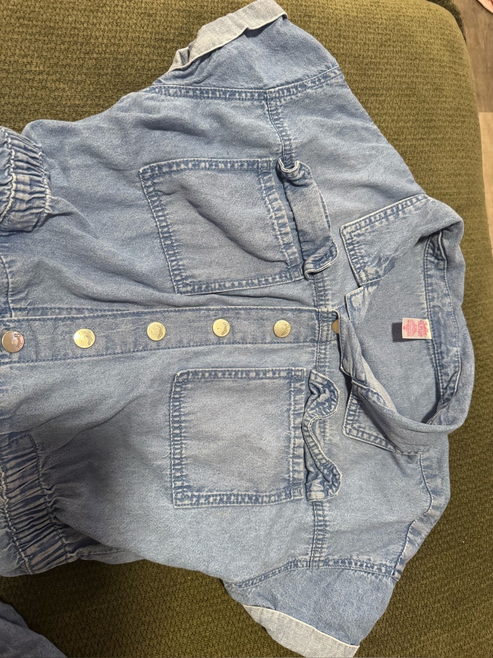Justice Girls Plus xl  Light Blue Denim Jacket with Button Front
